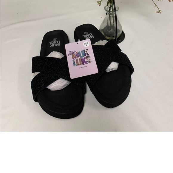 MUK LUKS Black Shimmer Sandal - Women - Picture 2 of 3